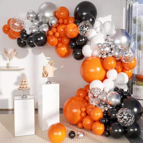 Vista 12 de MEBAY Kit de arco de globos de oro verde, blanco, 146 piezas de confeti dorado cromado metálico verde aguacate y globos de látex blanco