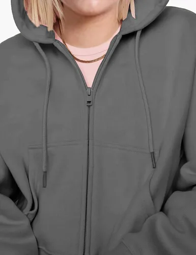 Vista 6 de PUWEI Chaqueta corta con capucha y cordón para mujer, casual, con cremallera, con bolsillos