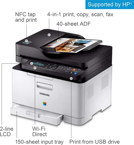 Vista 2 de Samsung Xpress SL-C480FW/XAA impresora láser a color inalámbrica multifunción