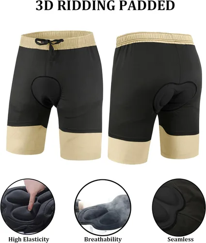 Vista 3 de Pantalones cortos de ciclismo de montaña para hombre, acolchados 3D, holgados, de secado rápido, ligeros, para ciclismo