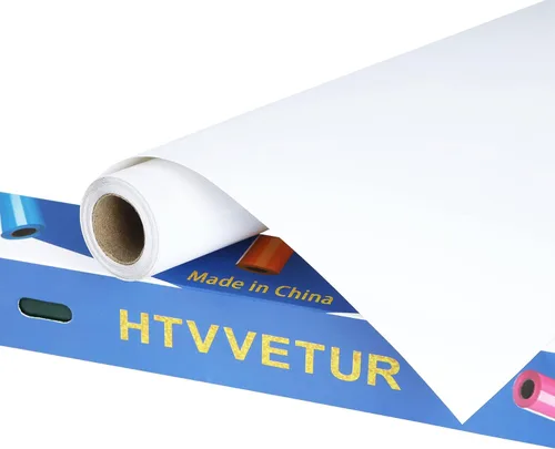 Vista 7 de HTVVETUR Vinilo de Transferencia de Calor Blanco - Rollos HTV de 12" x 9 pies para Camisas, Vinilo Termoadhesivo para Cameo - Fácil de Cortar