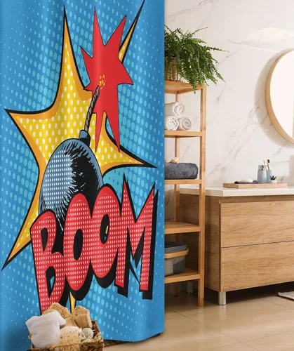 Vista 167 de Ambesonne Decor Collection, juego de cortina con ganchos para regadera Amarillo y marrón
