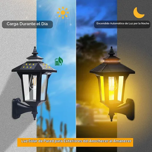 Vista 3 de Linterna de Pared Solar con 3 Modos, Luz de Pared Solar con Sensor de Movimiento Impermeable, Luces LED de Porche Delantero del Anochecer al