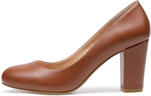 Vista 2 de Castamere Tacones altos para mujer, punta redonda, sin cordones, tacón de bloque de 3.1 in