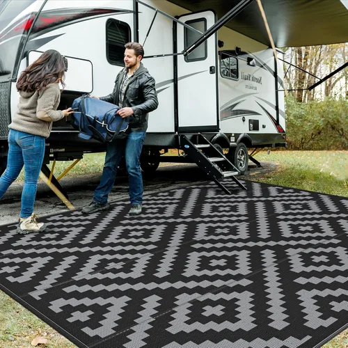 Vista 77 de GENIMO - Tapete de exterior para patio, 6 x 9 pies, impermeable, reversible, de plástico, para campamento, caravana, terraza, porche, cámper