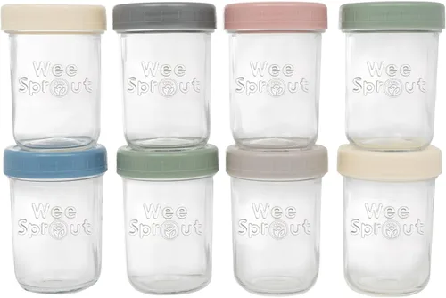 Vista 18 de WeeSprout Tarros de vidrio para almacenamiento de alimentos para bebés con tapas (4 onzas, 6 unidades) para aperitivos, puré, recipientes pequeños