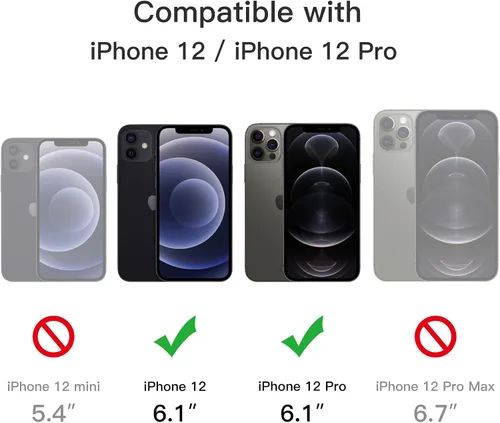 Vista 2 de JETech - Funda mate para iPhone 12/12 Pro, color negro Protección de grado militar, parte trasera mate esmerilada, acabado antihuellas, diseño a