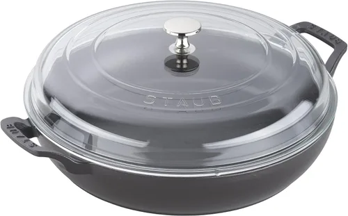 Vista 12 de Staub - Cazuela de hierro fundido de 3.5 cuartos con tapa de cristal