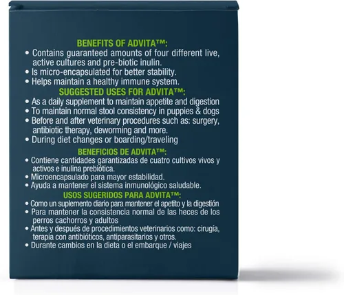 Vista 2 de Vet One Polvo probiótico Advita™ para perros, un suplemento nutricional diario para mantener el sistema inmunológico, el apetito y la digestión