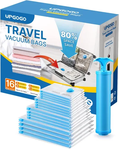 Vista 12 de UPGOGO Bolsas de Viaje al Vacío Combo 6 Pack - Bolsas de Almacenamiento al Vacío para Ahorro de Espacio para Ropa, Mantas, Almohadas - Artículos