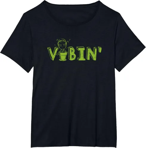 Vista 64 de Marvel Groot Vibin' Headphones Guardians of the Galaxy Camiseta, Negro