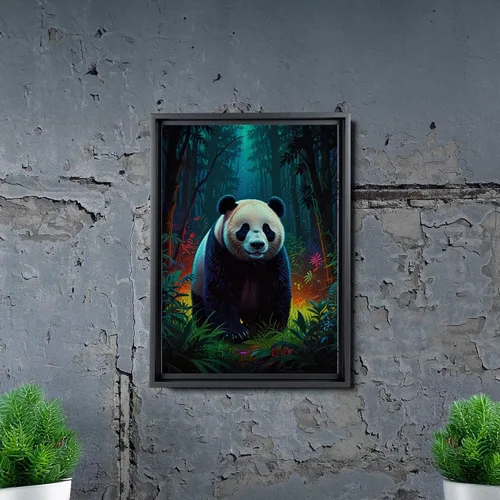 Vista 5 de Canvas Print cute pandas in the jungle Watercolor art framed canvas print framed wall art synthwave animal art Decor Canvas, Print