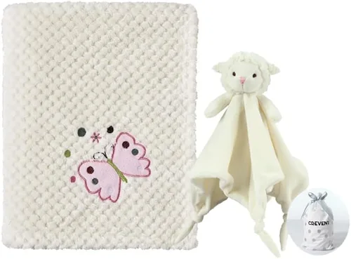 Vista 12 de CREVENT Manta de seguridad facial de animales de felpa suave para niños y niñas, gran regalo para cumpleaños, baby shower (perro azul + etiqueta)