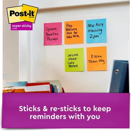Vista 4 de Post-it Dispensador de notas emergentes súper adhesivas, 10 blocs de notas adhesivas, 3 x 3 pulgadas, 2 veces el poder de adherencia, suministros