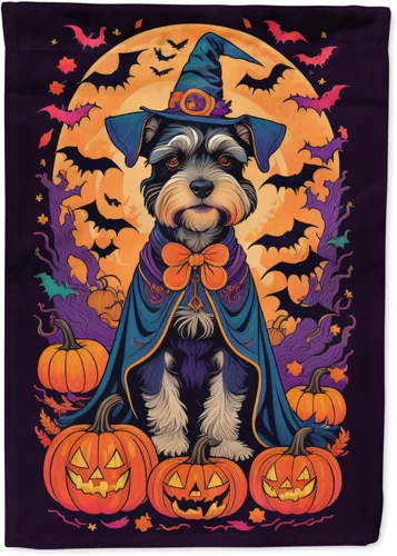 Vista 59 de Caroline's Treasures DAC1466GF - Bandera decorativa para jardín de Halloween de Affenpinscher Witchy para jardín, decoración para patio exterior