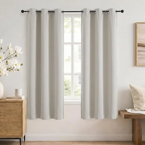 Vista 84 de Simplebrand Cortinas blancas puras de 96 pulgadas de largo para oscurecer la habitación, juego de 2 paneles para dormitorio/sala de estar, bloqueo