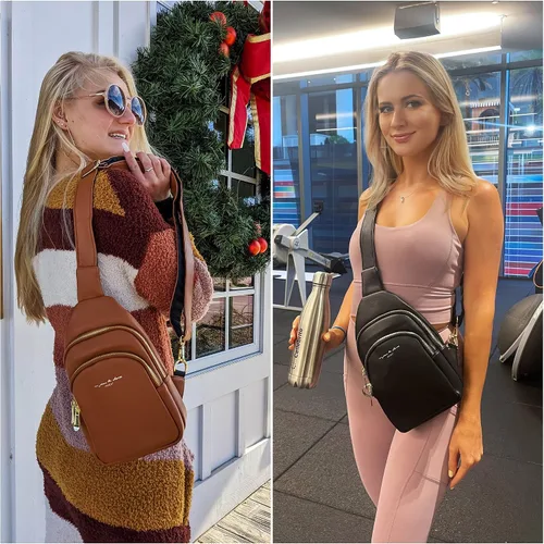Vista 2 de Bolso cruzado pequeño, riñonera para mujeres y hombres, bolso bandolera de cuero para regalos