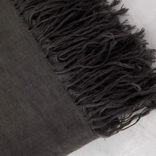 Vista 2 de Best Home Fashion Manta de lino 100% - Elegancia casual, ligera y elegante manta de lino - Oscuro.Gris - 50 x 60 pulgadas
