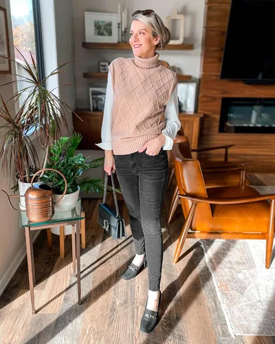 Vista 4 de GRAPENT - Jeans ajustados para mujer, pantalones de mezclilla de cintura alta, elásticos, clásicos, de tiro alto y adelgazantes