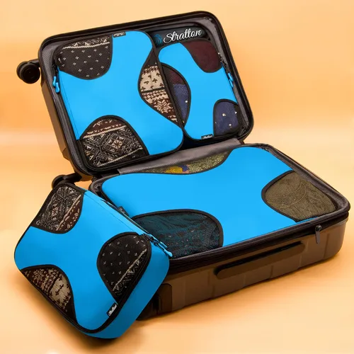 Vista 2 de Stratton Juego de 5 cubos de embalaje organizadores de equipaje de viaje con bolsa de lavandería
