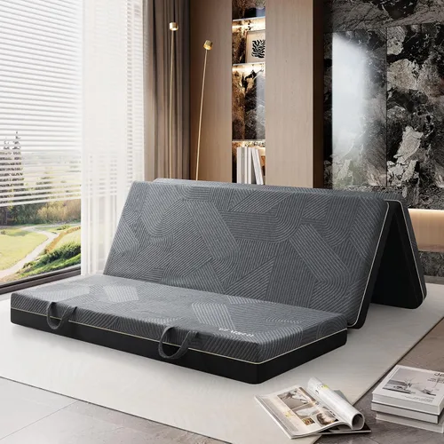 Vista 13 de GEMBED Colchón de Espuma Viscoelástica Tri-Fold - Cama de Piso Plegable Portátil de 3 Pulgadas con Funda Lavable y Base Antideslizante, Ahorra