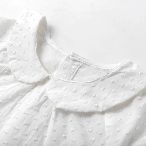 Vista 5 de Curipeer Camisa blanca con botones para niñas con cuello Peter Pan Blusa de manga larga