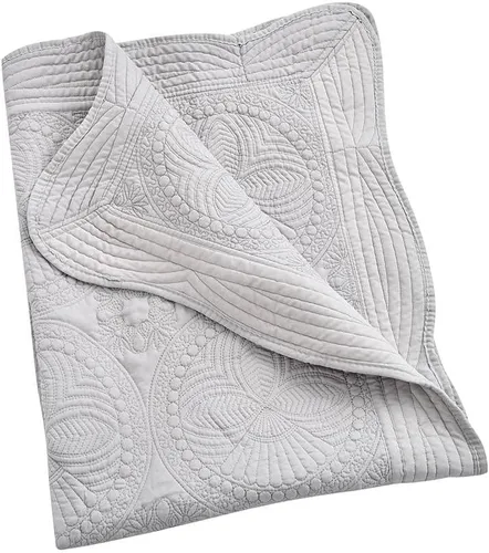 Vista 2 de Personalized Passion Mantas de bebé para niñas y niños - Manta con monograma con nombre bordado - Edredón de algodón súper suave y acogedor con Gris