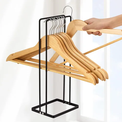 Vista 5 de EASTTOWEST Organizador de percha apilador para armario, cuarto de servicio, soporta hasta 110 ganchos de alambre, acero al carbono negro, soporte
