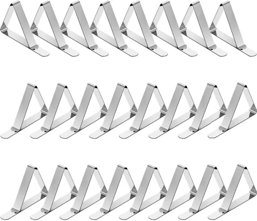 Vista 9 de TriPole Paquete de 32 clips para mantel de picnic, clips de acero inoxidable para mesas al aire libre, cubiertas de mesas de metal, abrazaderas