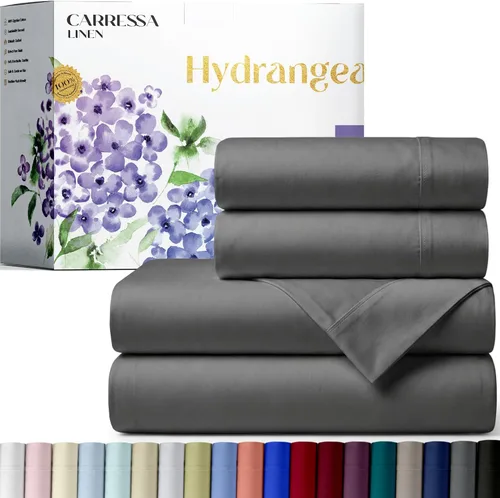 Vista 30 de Carressa Linen - Juego de sábanas 100% algodón de 600 hilos