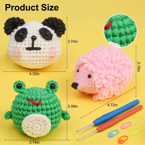 Vista 3 de XSEINO Kit de ganchillo para principiantes - Kit de inicio de ganchillo con tutoriales en video paso a paso - Kits de aprendizaje de ganchillo