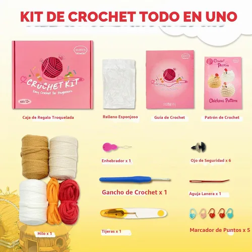 Vista 3 de SGIBYN Kit de ganchillo para principiantes - Juego de 3 pollos Amigurumi de bricolaje