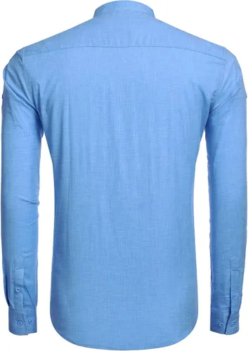 Vista 3 de COOFANDY Camisa casual de lino para hombre, con cuello de banda, manga larga, con botones