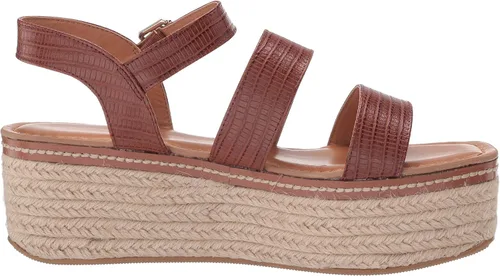 Vista 6 de Chino Lavandería Viento Espadrille Estilo Plataforma Suela Sandalia-BronceadoCrema Estiramiento