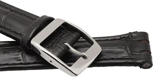 Vista 5 de Correa de reloj de hebilla de acero inoxidable de cuero de vaca de grano de cocodrilo para Swatch