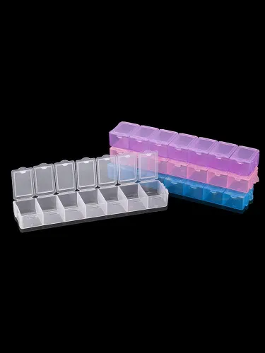 Vista 4 de Caja de almacenamiento transparente rectangular de plástico de 5.2 in, organizador de manualidades, manualidades, cuentas de bricolaje, caja de Azul