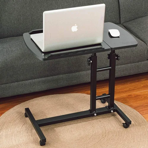 Vista 2 de Escritorio ajustable para laptop con ruedas, escritorio ajustable para cama, carrito ajustable para laptop, mesa sobre la cama, mesa auxiliar