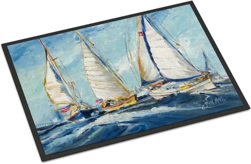 Vista 178 de Caroline's Treasures JMK1017JMAT - Tapete de caza de rana garza azul, 24 x 36 pulgadas, tapete para puerta delantera, interior y exterior