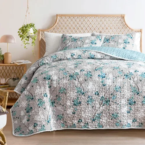 Vista 9 de Flysheep Juego de edredón reversible tamaño individual, juego de ropa de cama de verano de 2 piezas con estampado botánico floral botánico blanco