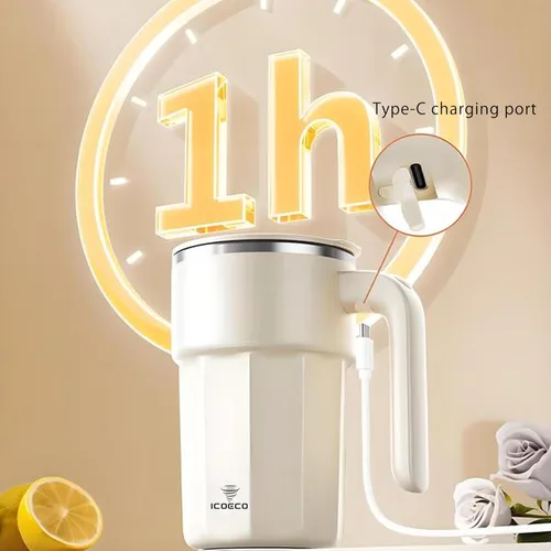 Vista 7 de Taza mezcladora eléctrica de 12 onzas, recargable, regalo para los amantes del café y uso en la oficina (negro)