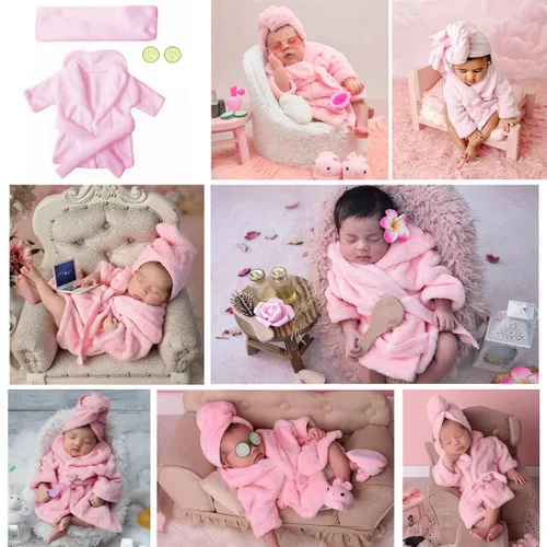 Vista 8 de M&G House Accesorios de fotografía para recién nacidos, trajes de baño, accesorios para sesión de fotos de bebé, bata de bebé niña, traje de foto