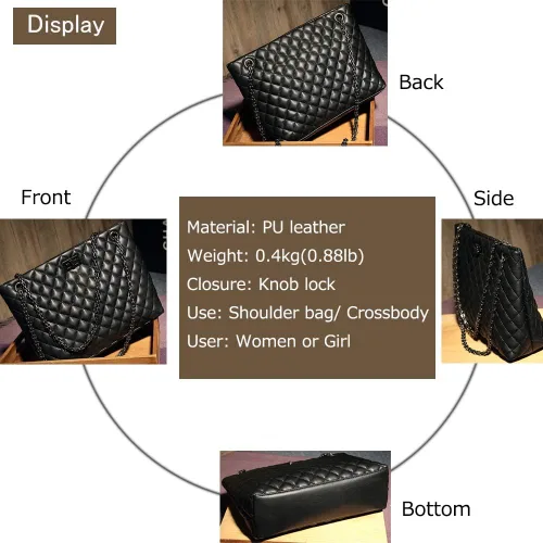Vista 4 de Bolso de hombro para mujer bolso bolso cuero moda actualización con correa de cadena