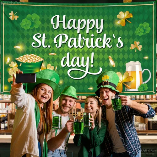 Vista 3 de KatchOn, XtraLarge - Cartel de feliz día de San Patricio, 72 x 44 pulgadas, telón de fondo del día de San Patricio para fotografía, pancartas