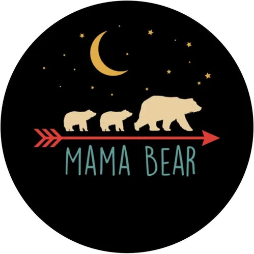 Vista 3 de Mama Bear - Oso de mamá con 2 cubos de enchufe retro – PopSockets Grip y soporte para teléfonos y tabletas