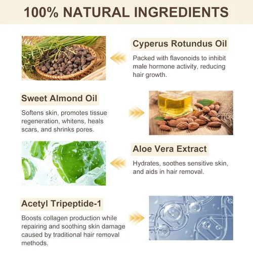 Vista 3 de Aceite Cyperus Rotundus, aceite natural de Cyprus Rotundus para depilación y reducción del crecimiento del vello corporal, hidratación y piel suave