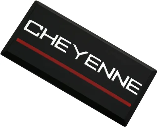 Vista 4 de SSDD 2 emblemas de cabina Cheyenne de repuesto para pilar de techo lateral Chevrolet 88-94 placa de identificación 3D (cromo/rojo)
