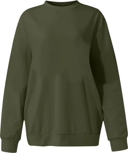 Vista 5 de Sudadera de manga larga con cuello redondo para mujer, a la moda 2023, ligera, suéter tipo túnica, informal, holgada, sin botones