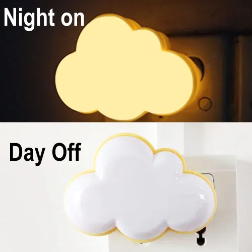 Vista 2 de AUSAYE Paquete de 2 luces LED de noche enchufables, luz nocturna de nube, mini luces nocturnas bonitas para adultos y niños Base amarilla