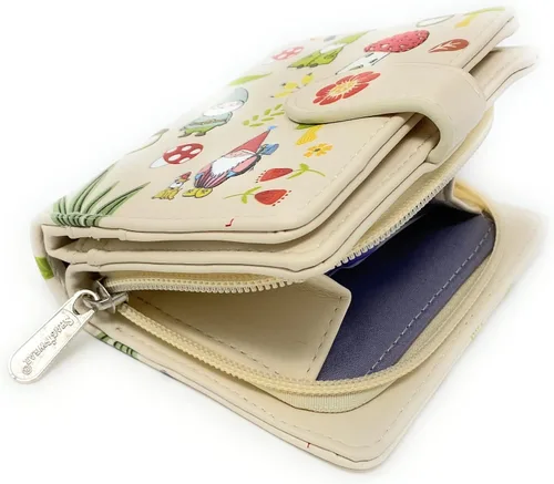Vista 3 de Shag Wear Gnome Forest - Cartera pequeña para mujeres y adolescentes, piel sintética vegana de 4.5 pulgadas, color beige, Beige, Moderno