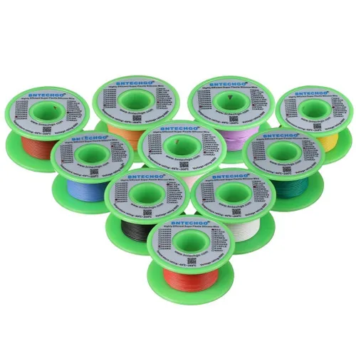 Vista 8 de BNTECHGO Kit de cables de silicona de calibre 16, 10 colores, cada uno de 25 pies. Cable flexible de cobre estañado trenzado de 16 AWG